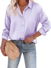 Aurore Pemberton | Elegant Skjortebluse med Knapper i Hvid