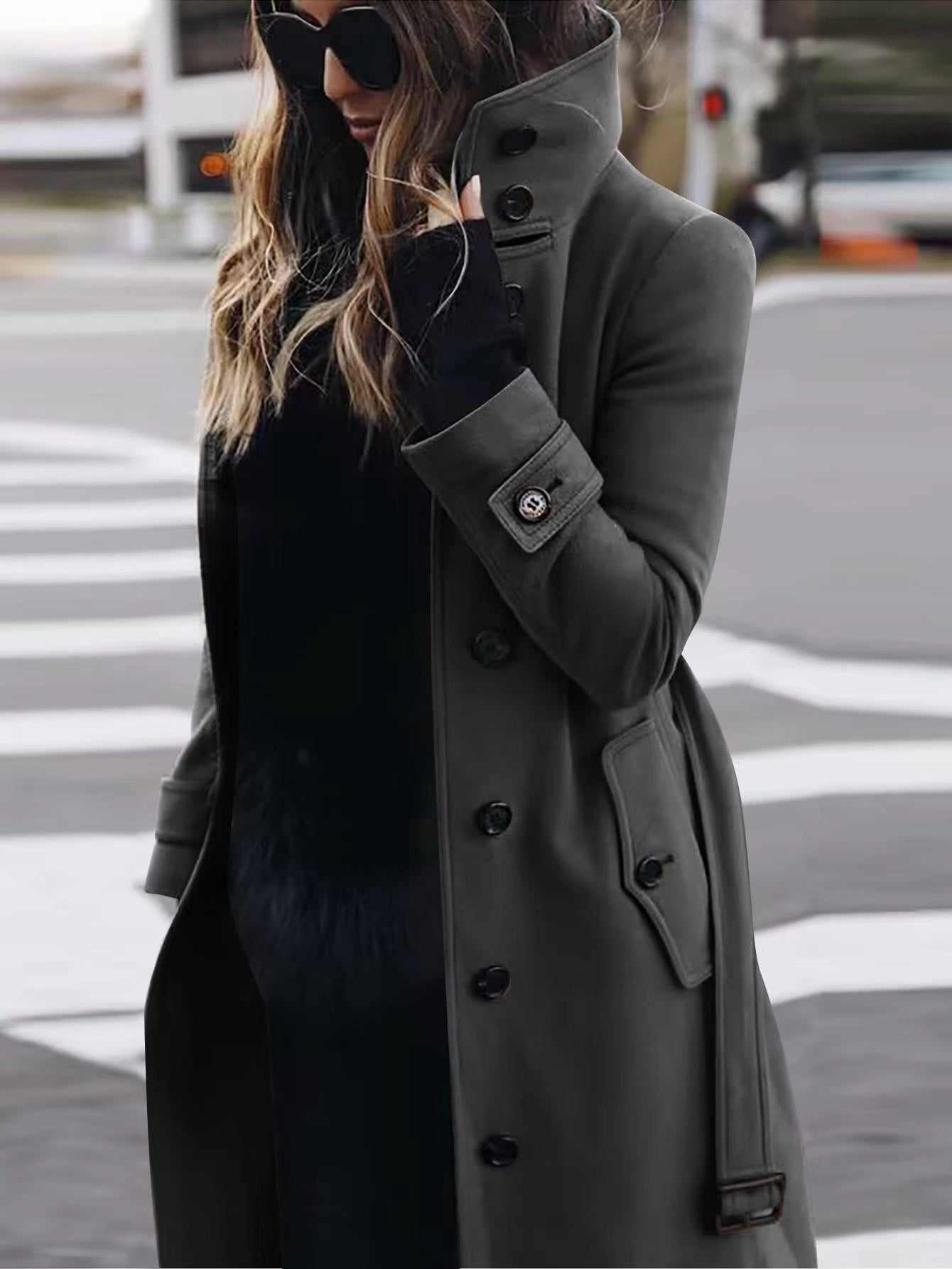Marie Olsen | Long wool coat with belt detail for women
