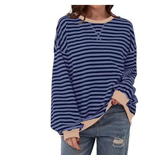 Stine Lindgaard | Oversized gestreiftes Sweatshirt mit Neondetails