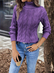 Lise Bonde | Pullover mit Zopfmuster und Rollkragen in Rot