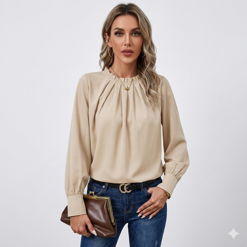 Camille Laurent | Elegant efterårsbluse med plisserede detaljer til kvinder