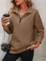 Madeleine Larsson | Sweatshirt med lynlås og hængende skulder til kvinder
