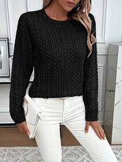 Lotte Andersen | Cable-Strikket Sweater med Rund Hals