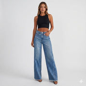 Rosalind Delacroix | Højtaljede Wide-Leg Jeans med Rå Kant