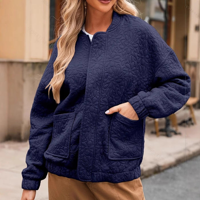 Ingrid Larsen | Quilted bomber jacket with floral pattern