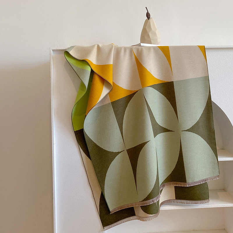 Julie Krogh | Blødt Cashmere-Tørklæde med Grafisk Print