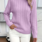 Lotte Andersen | Cable-Strikket Sweater med Rund Hals