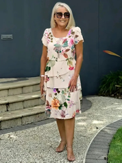 Rosalia Thornton | Midi-Floral Lag-på-Lag Kjole til Kvinder