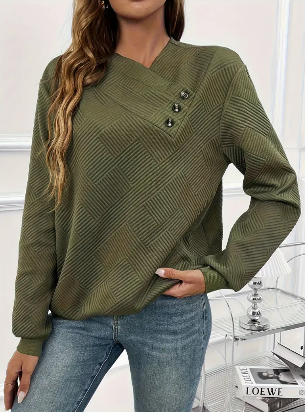 Gitte Lykke | Sweatshirt mit asymmetrischem Knopfdetail