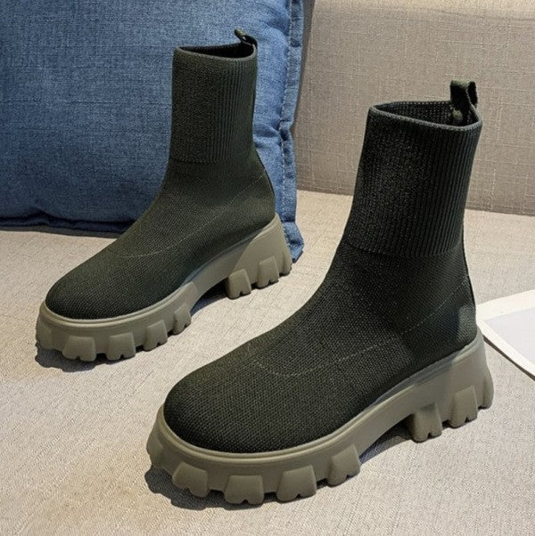 Mathilde Sørensen | Støvler i Strikket Sock-Design med Chunky Sål