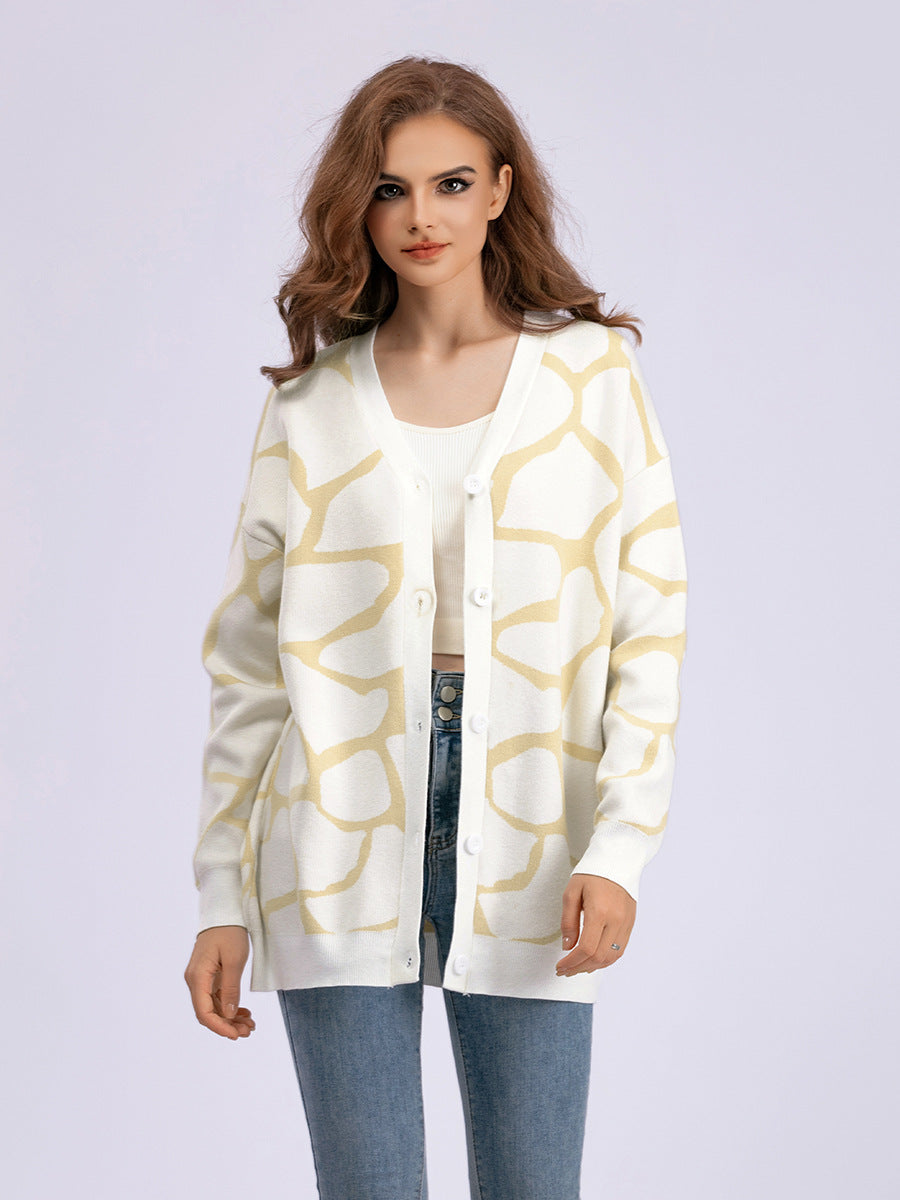 Rikke Overgaard | Jacquard-Strickjacke mit grafischem Muster in Oversize-Passform