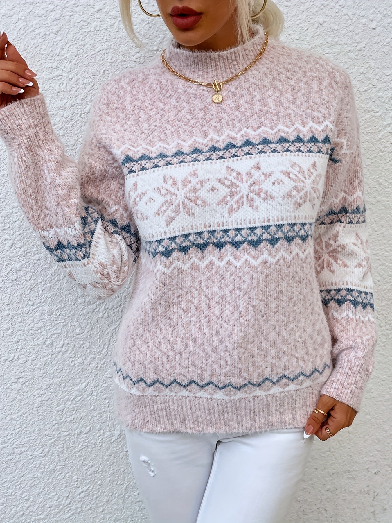 Christina Ravn | Schneeflockenpullover mit hohem Kragen