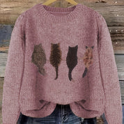 Agnete Lindholm | Grov strikket sweater med kattesilhuetter