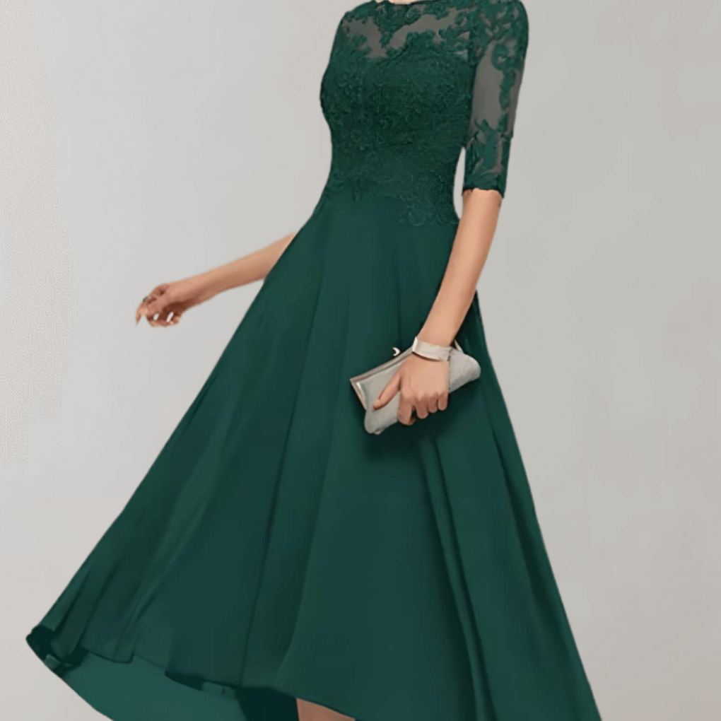 Élianne Moreau | Elegant luksus maxi kjole med blondeærmer