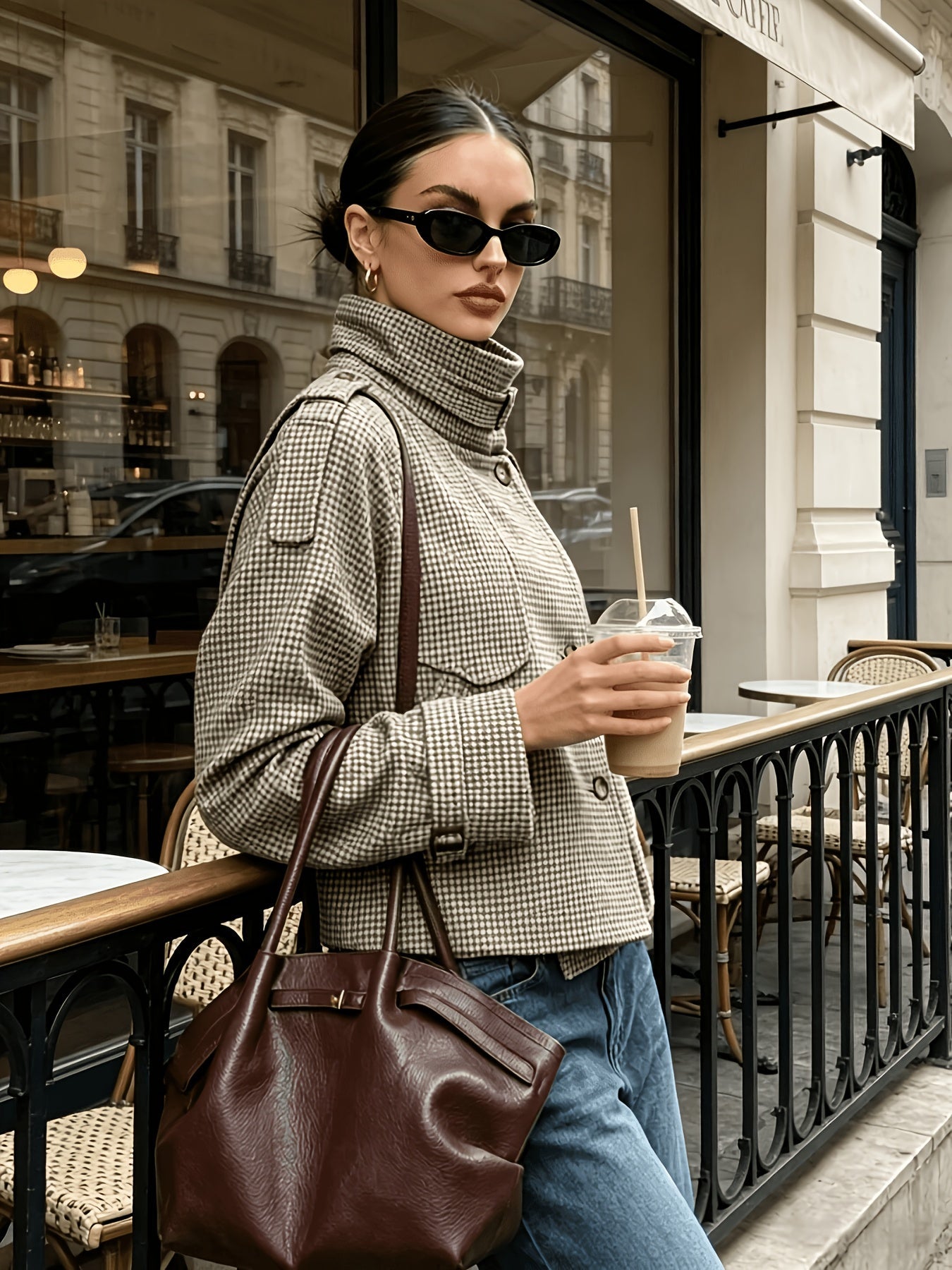 Marlene Damgaard | Houndstooth Jacket with Stand Collar