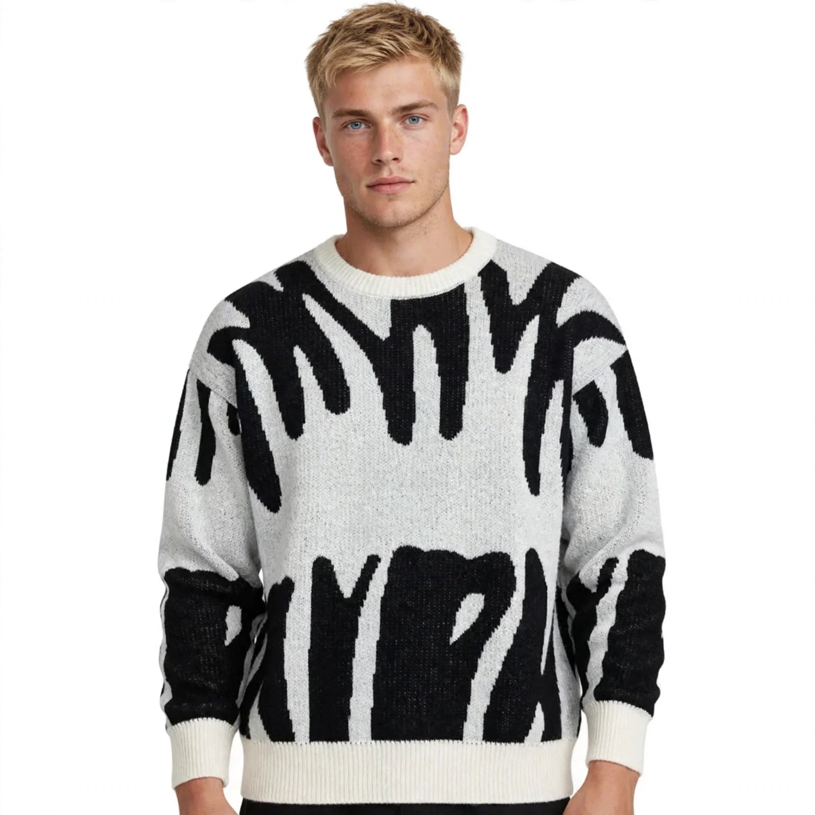 Oskar Lindgren | Oversize-Strickpullover mit Graffiti-Print