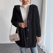 Cathrine Skou | Teddy-Cardigan mit Kapuze und Knöpfen