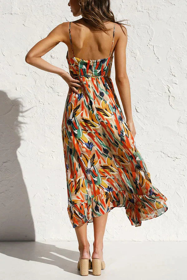 Camille Rousseau | Midi-sommerkjole med farverigt print