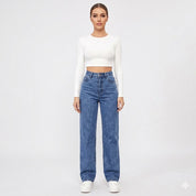 Astoria Kensington | High-Waist Straight-Leg Jeans i klassisk blå denim