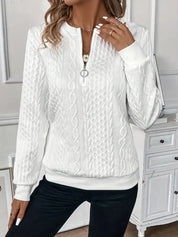 Noémie Castellani | Stilfuld Kabelstrikket Zip-Sweater i hvid
