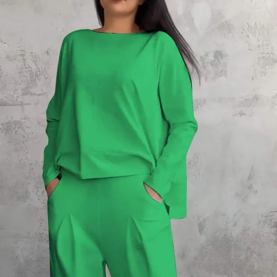 Dorte Riis | Casual Sæt med Løs Sweatshirt og Tapered Bukser