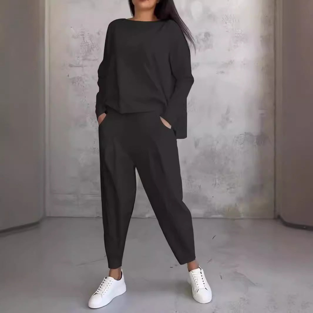 Dorte Riis | Casual Sæt med Løs Sweatshirt og Tapered Bukser