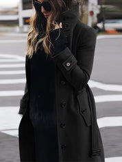 Marie Olsen | Long wool coat with belt detail for women