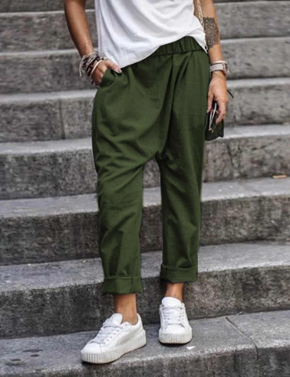 Francesca Whitmore | Cropped Baggy Bukser i Sort