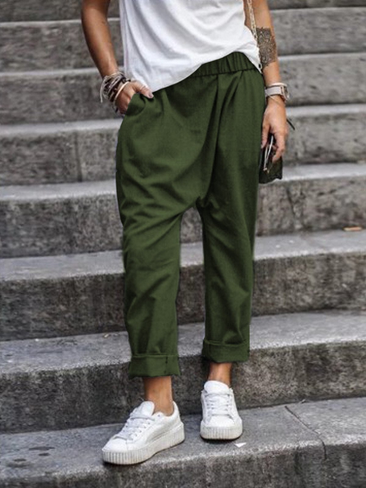 Francesca Whitmore | Cropped Baggy Bukser i Sort