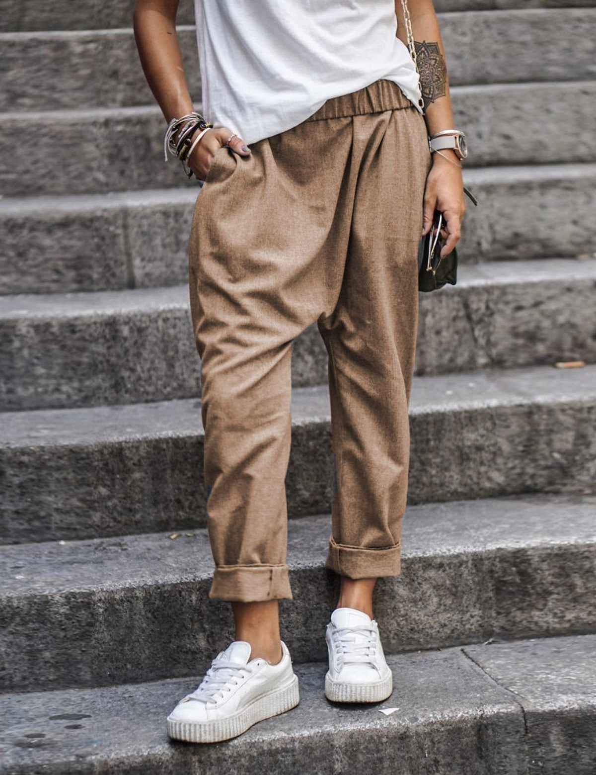 Francesca Whitmore | Cropped Baggy Bukser i Sort
