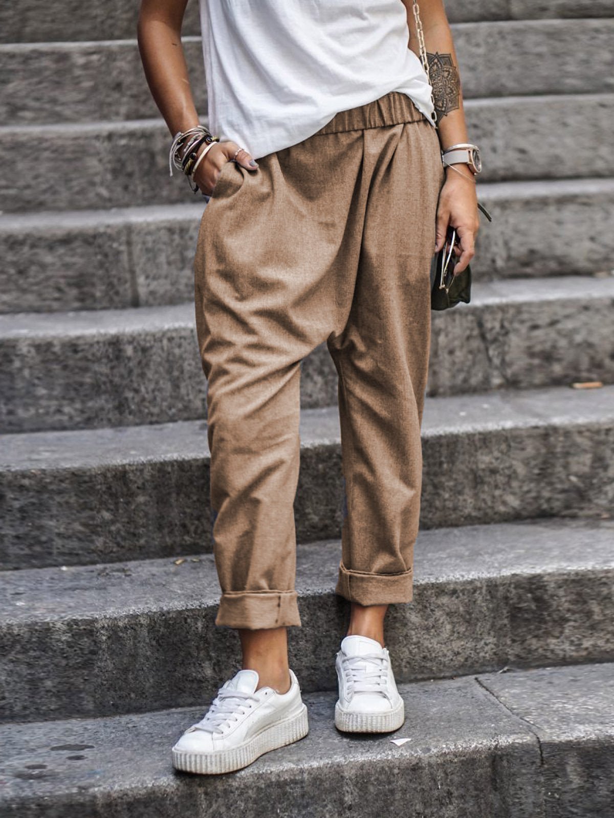 Francesca Whitmore | Cropped Baggy Bukser i Sort