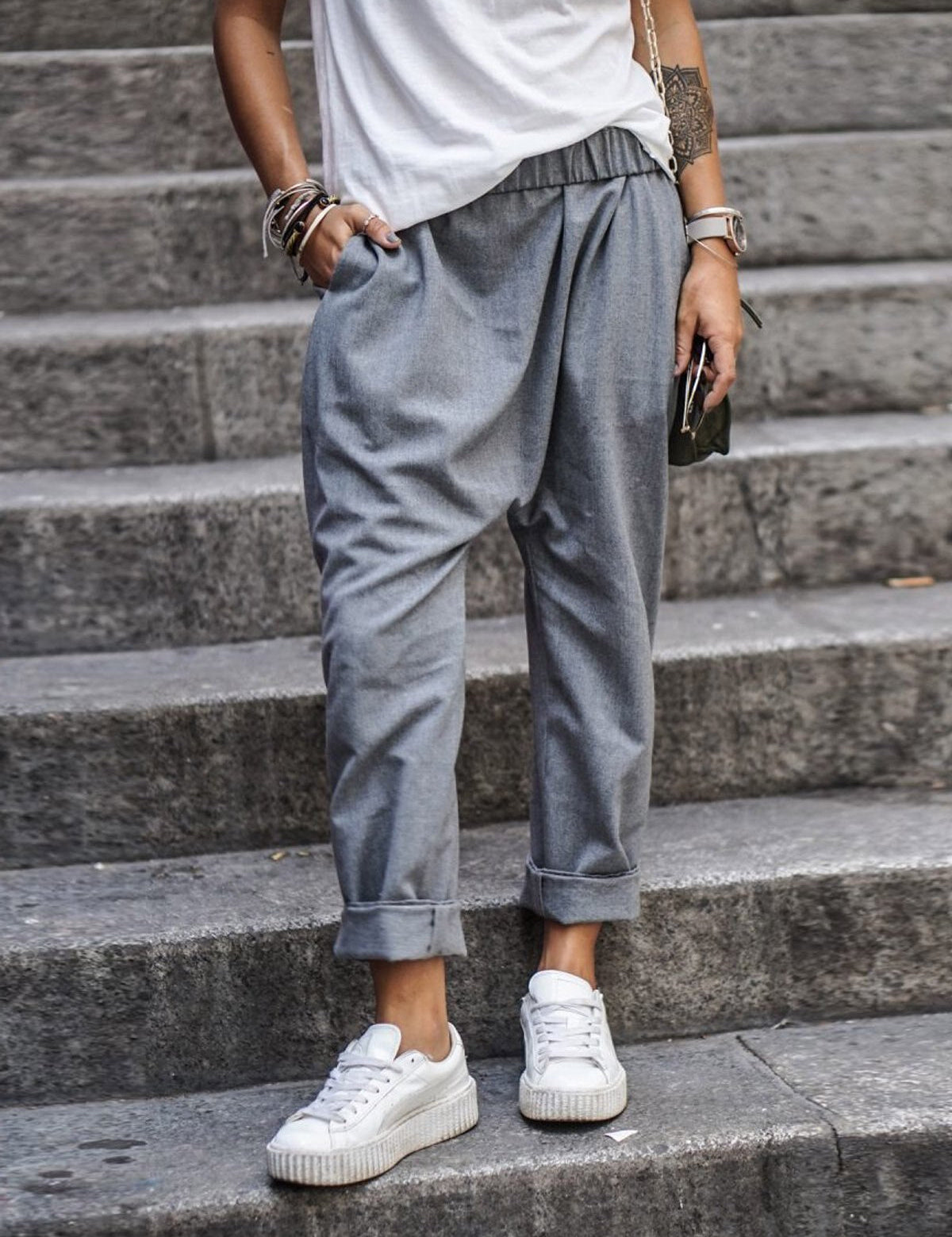 Francesca Whitmore | Cropped Baggy Bukser i Sort