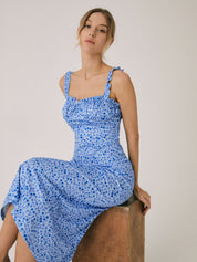 Sophie Laurent | Midi-sommerkjole med blomsterprint og bustier-detalje
