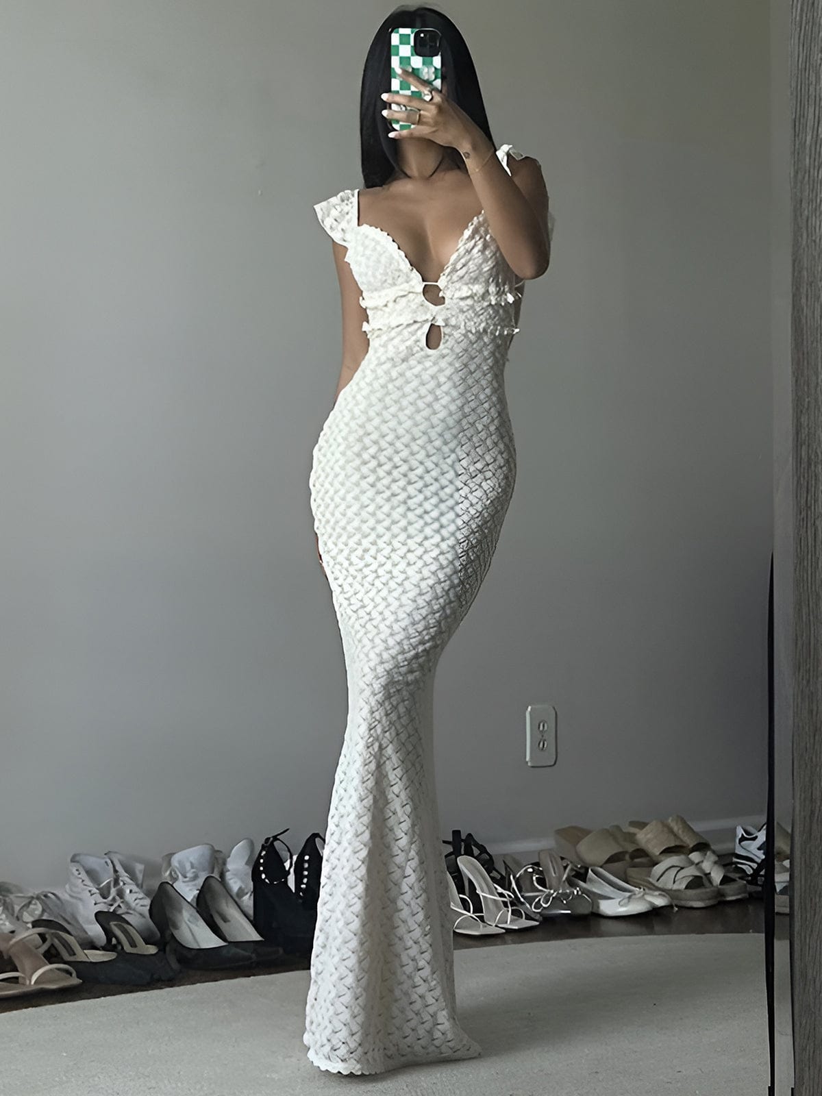 Alessia Vionnet | Maxi-festkjole med flettet struktur og cut-outs