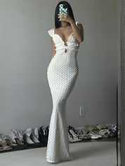 Alessia Vionnet | Maxi-festkjole med flettet struktur og cut-outs