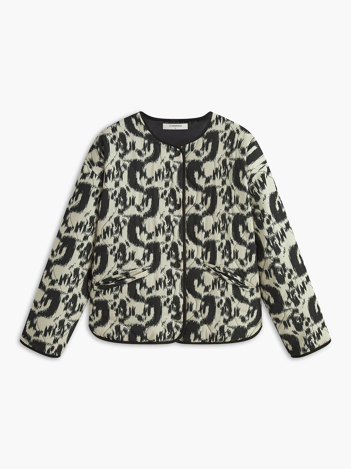 Aurore Castellano | Letvatteret Leopard-Print Jakke med Grafisk Kant