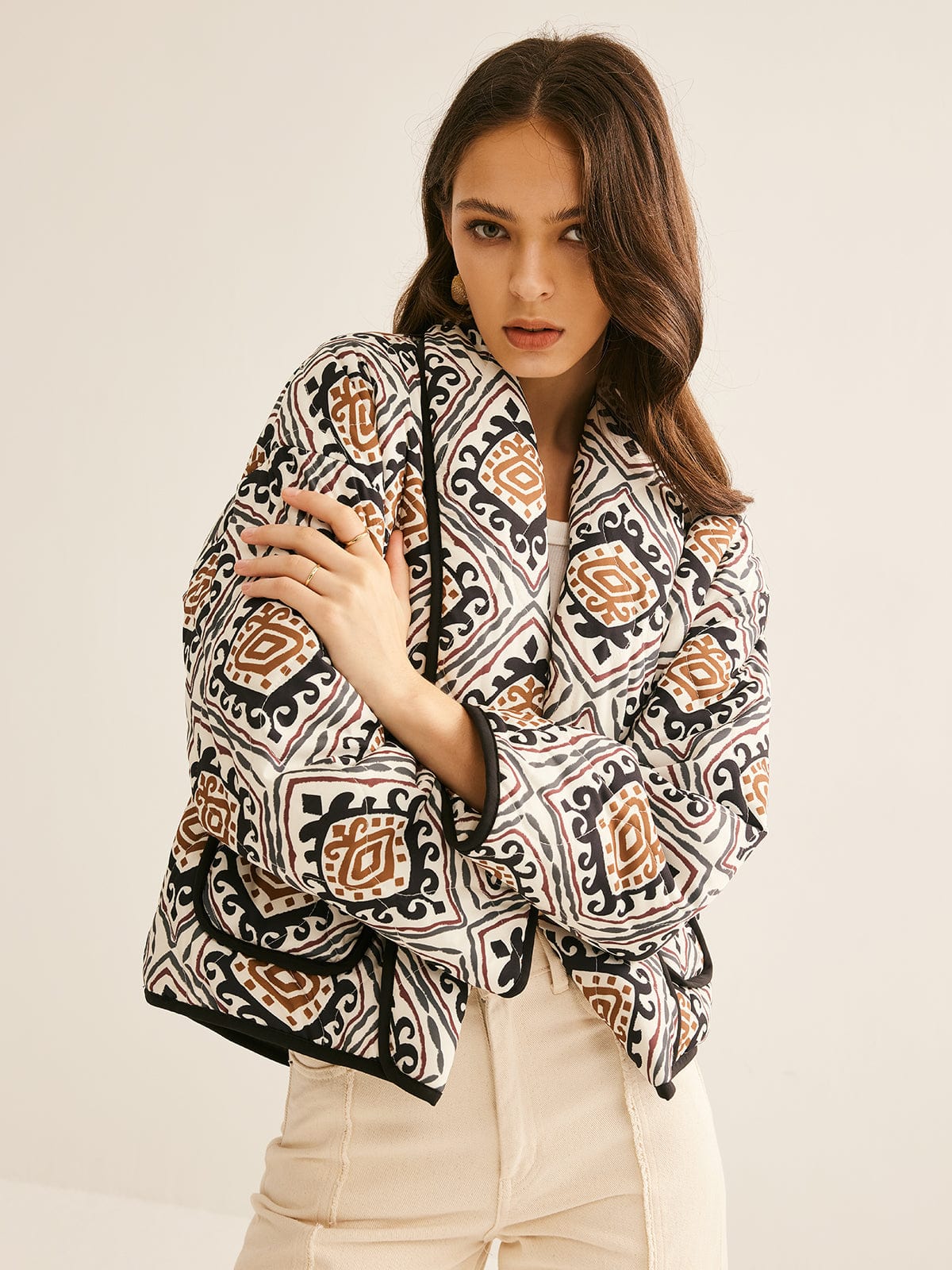 Ottavia Rigatoni | Quiltet Boho Bomber Jakke i Jordfarver