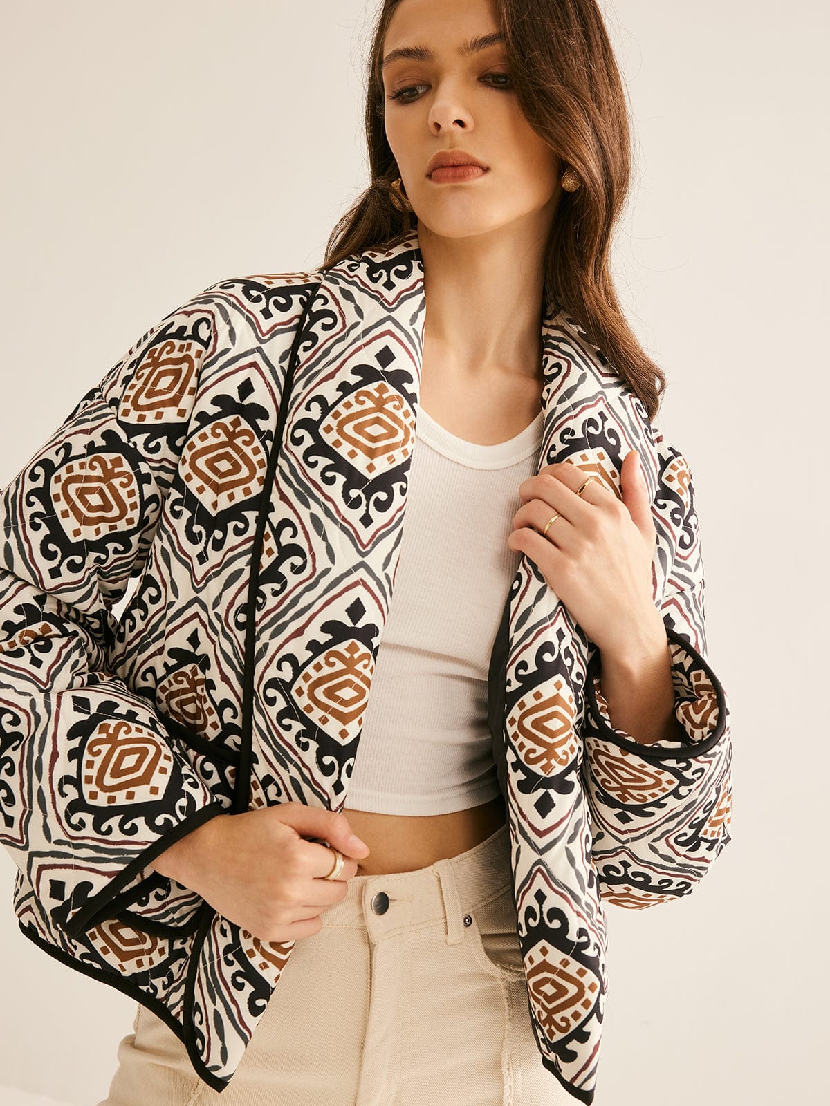 Ottavia Rigatoni | Quiltet Boho Bomber Jakke i Jordfarver