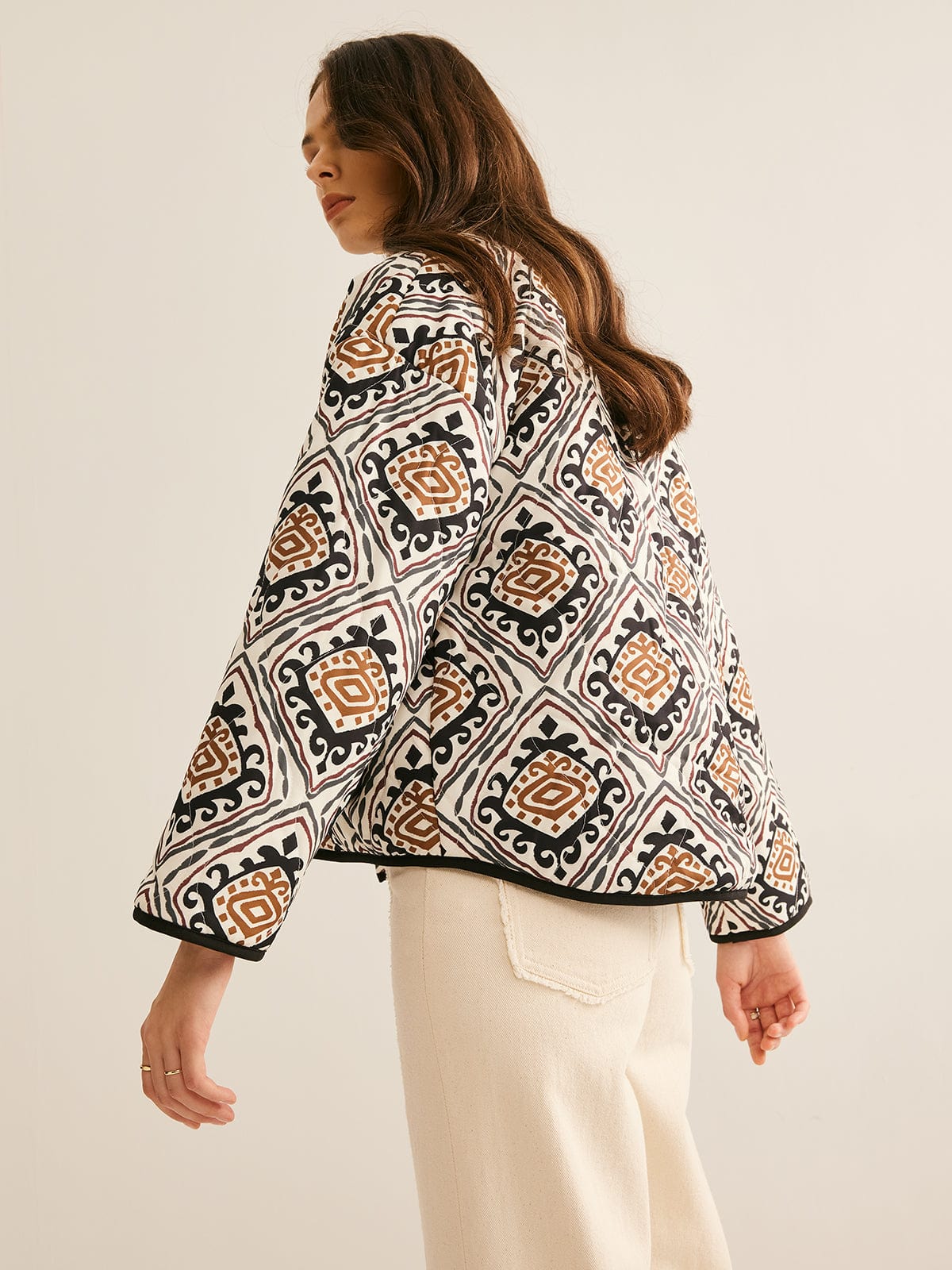Ottavia Rigatoni | Quiltet Boho Bomber Jakke i Jordfarver