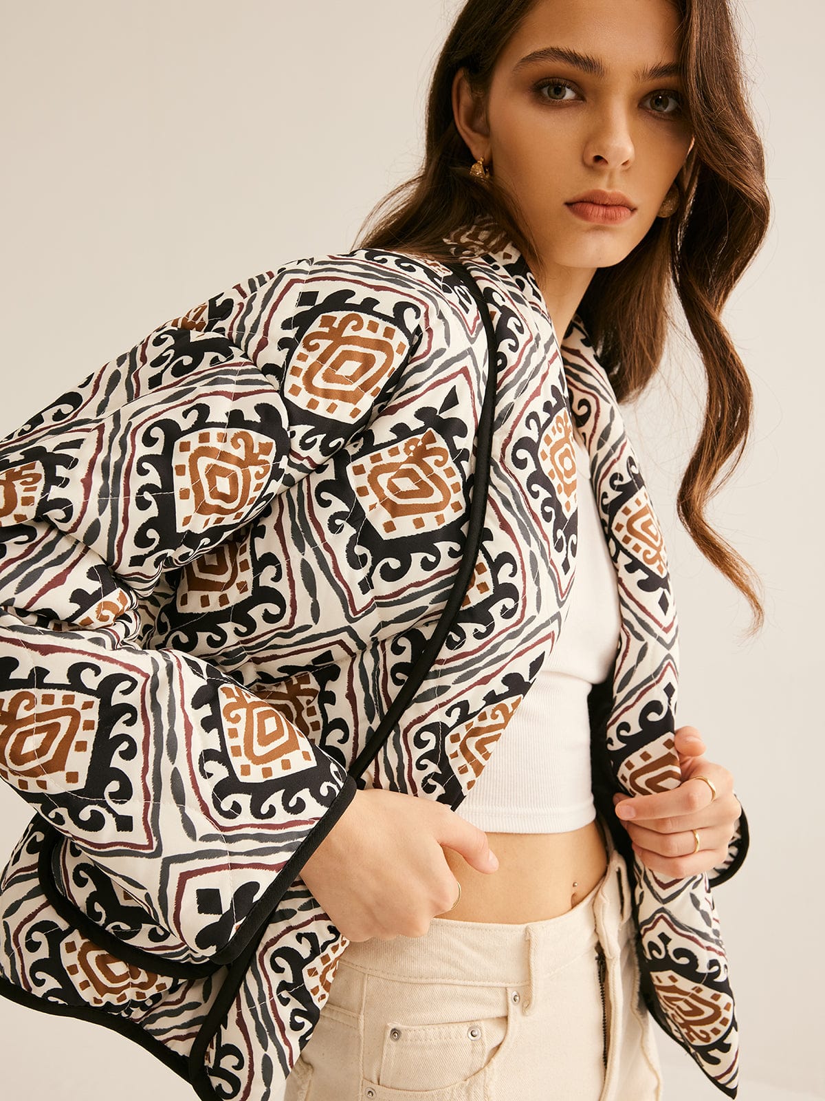 Ottavia Rigatoni | Quiltet Boho Bomber Jakke i Jordfarver