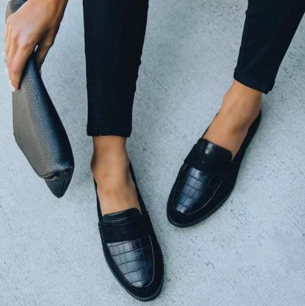 Alessia Laurent | Elegante loafers i krokopræget læderlook
