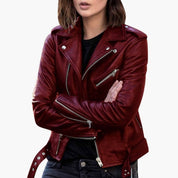 Valentina Rossi | Elegant bikerjakke til kvinder i luksuriøst læderlook