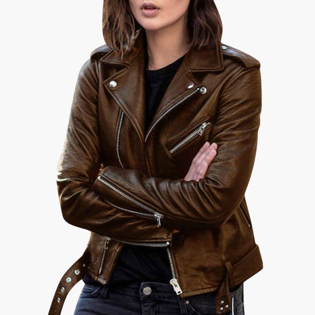 Valentina Rossi | Elegant bikerjakke til kvinder i luksuriøst læderlook