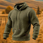 Lukas Brenner | Waffelstrick-Hoodie mit Kapuze und Kordelzug