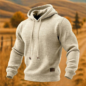 Lukas Brenner | Waffelstrick-Hoodie mit Kapuze und Kordelzug
