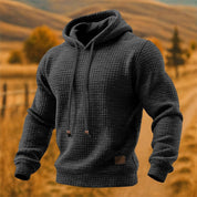 Lukas Brenner | Waffelstrick-Hoodie mit Kapuze und Kordelzug