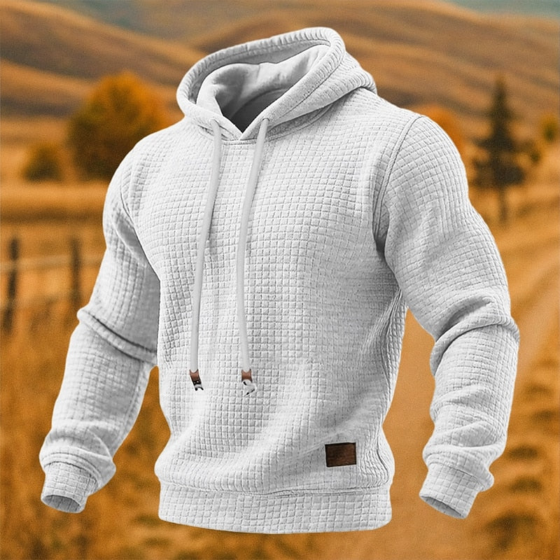 Lukas Brenner | Waffelstrick-Hoodie mit Kapuze und Kordelzug