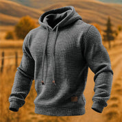 Lukas Brenner | Waffelstrick-Hoodie mit Kapuze und Kordelzug