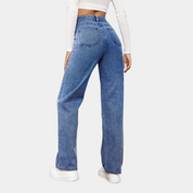 Giulia Stenholm | Højtaljede Jeans med Vide Ben i Medium Blå Denim
