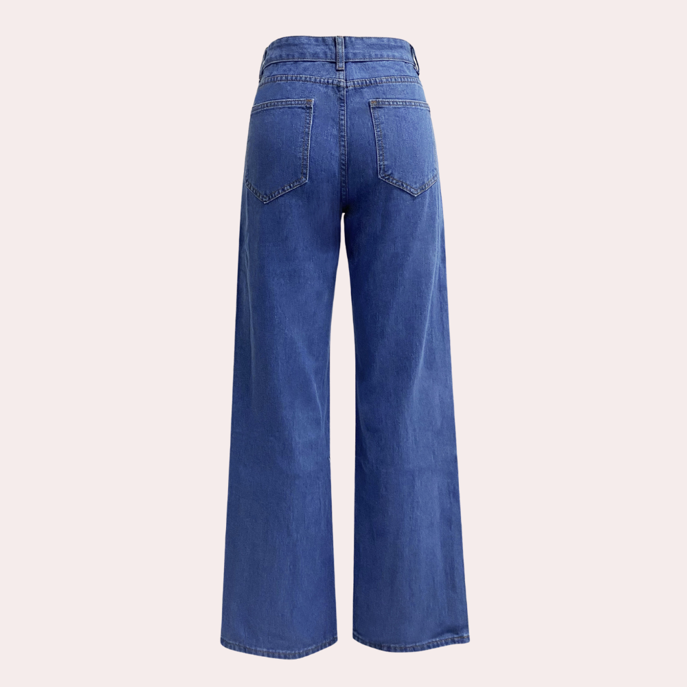 Giulia Stenholm | Højtaljede Jeans med Vide Ben i Medium Blå Denim